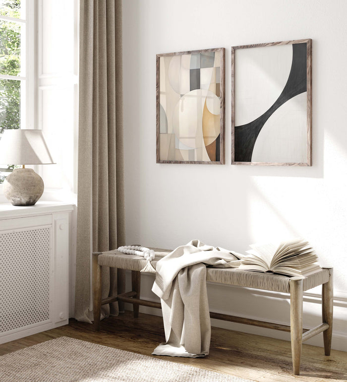 Geometrische Poster in Beige, Schwarz & Grau