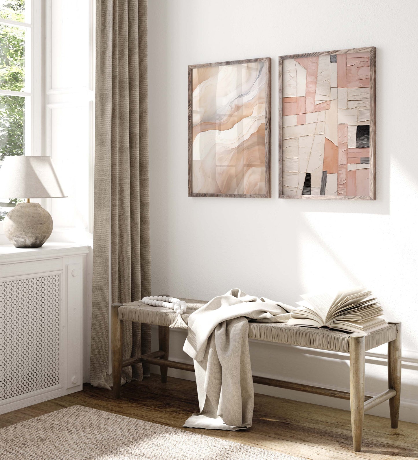Abstrakte Marmor Poster · Geschenkidee · Fließende Beige Rosé Formen und Moderne Strukturkunst · Dekoprint ohne Rahmen