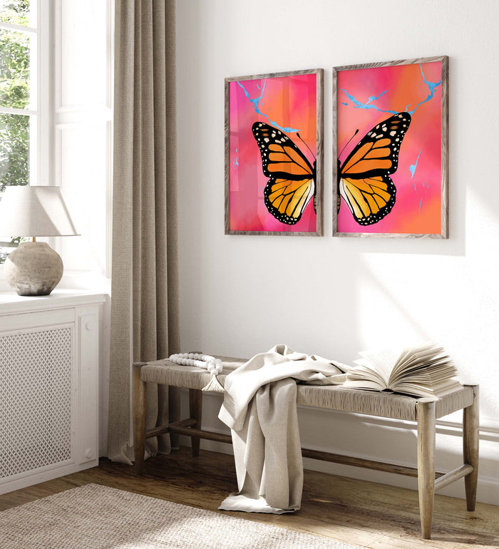 JUSTGOODMOOD Orange Butterfly Poster – Edle Wanddeko