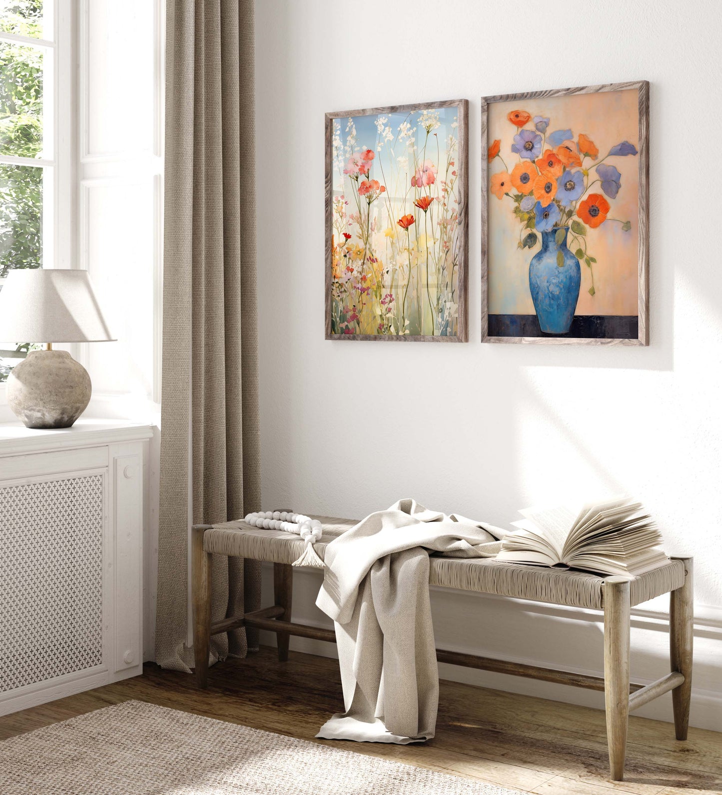 Blumen Poster · Geschenkidee · Farbenfrohe Blumenvasen und Künstlerische Floralkunst im Modernen Stil · Dekoprint ohne Rahmen