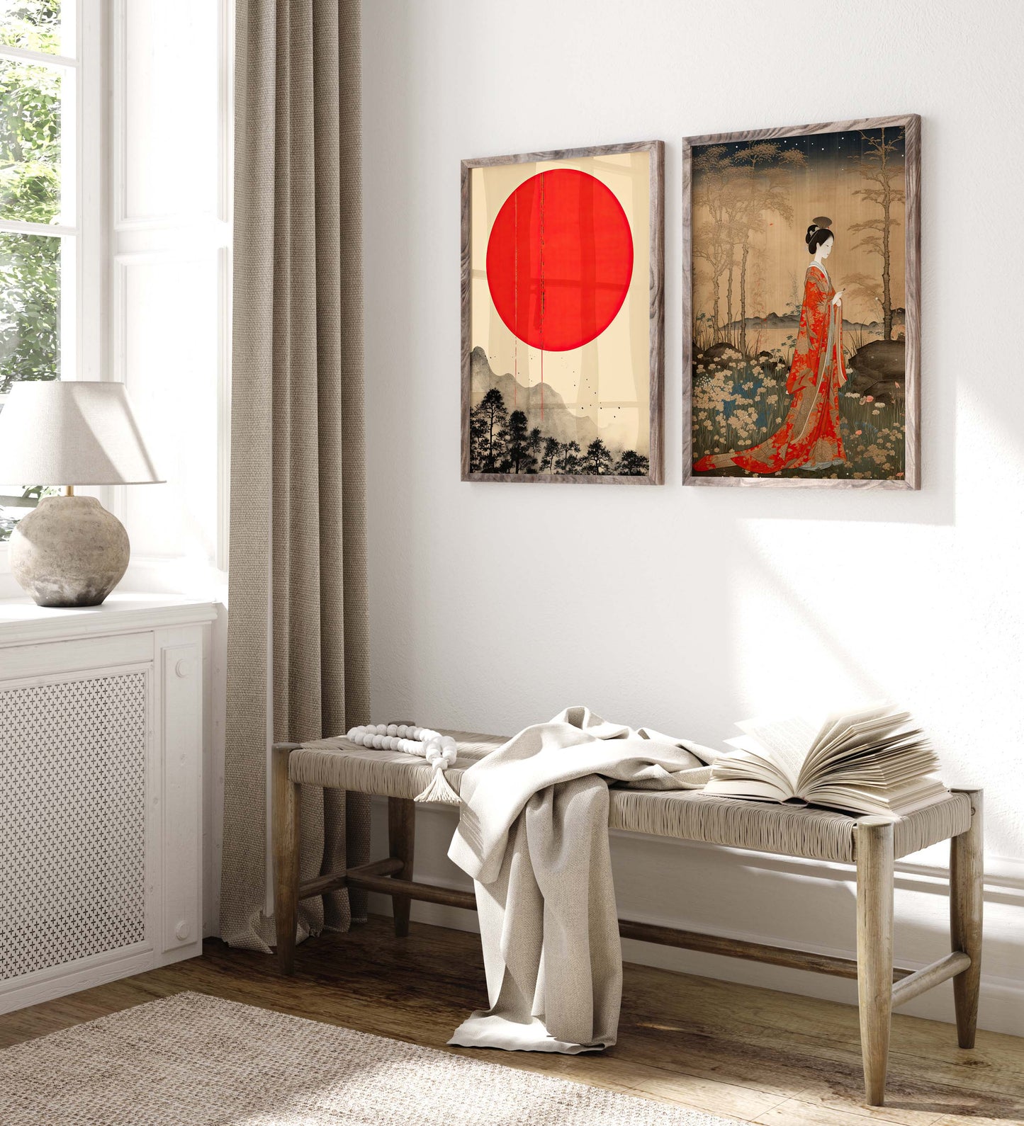Japan Poster · Geschenkidee · Japanische Kunst Geisha Koi Drache und Fuji · Dekoprint ohne Rahmen