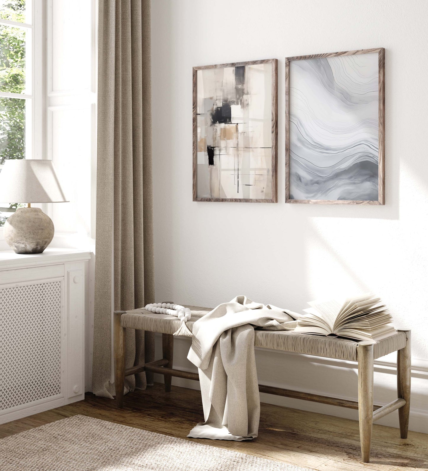 Abstrakte Beige Poster · Geschenkidee · Organische Formen und Moderne Texturkunst in Sanften Naturtönen · Dekoprint ohne Rahmen