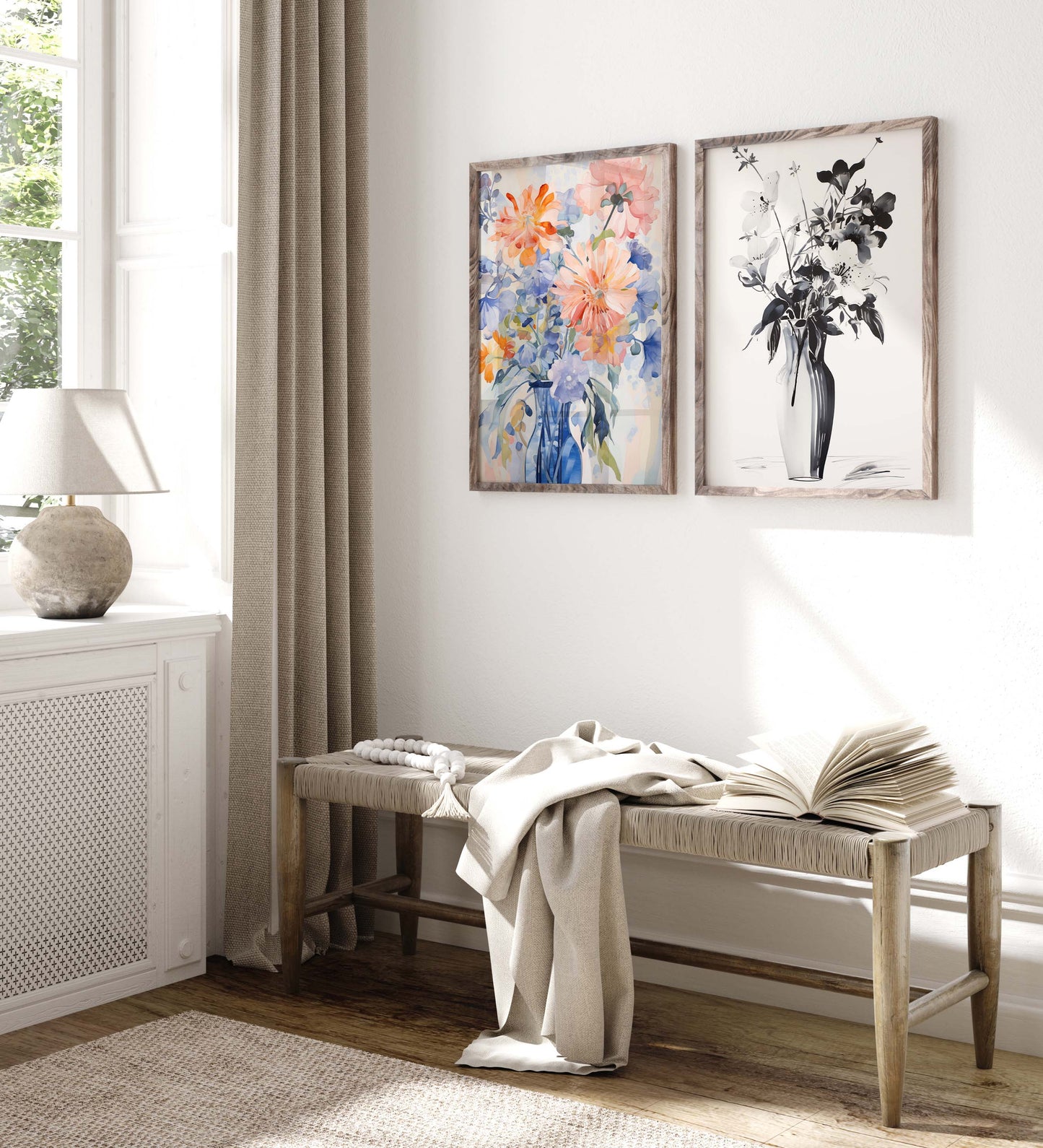 Blumen Poster · Geschenkidee · Tulpen Mohnblumen Maiglöckchen und Florale Aquarellkunst · Dekoprint ohne Rahmen