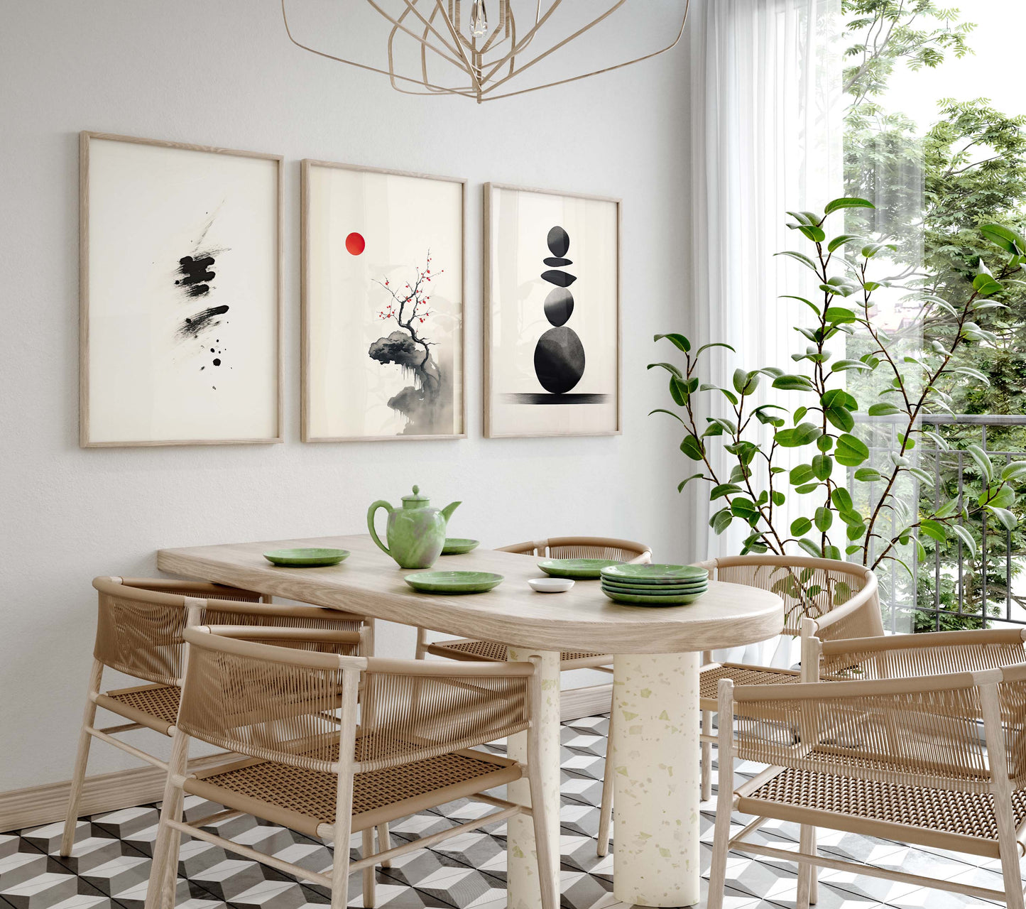Japan Poster · Geschenkidee · Zen Minimalismus Sumi-e Geometrie und Wabi Sabi · Dekoprint ohne Rahmen