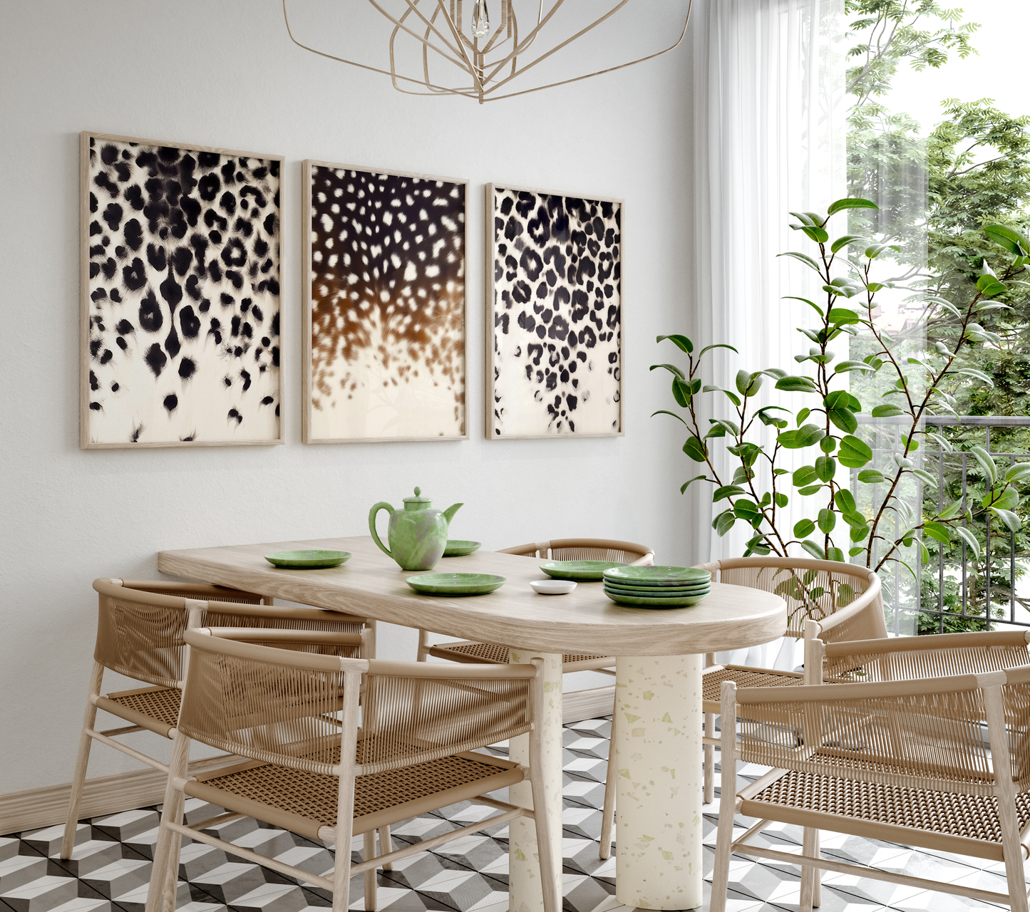Tiermuster-Poster · Geschenkidee · Leopard Giraffe gepunktete Felloptik · Dekoprint ohne Rahmen