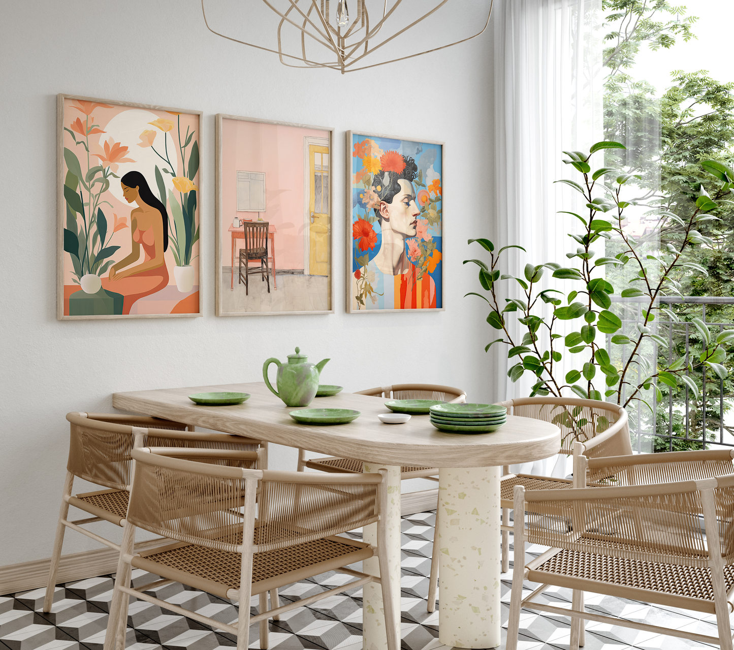 Moderne Kunst Poster · Geschenkidee · Zeitgenössische Porträts Meditation Minimalistische Interior Kunst · Dekoprint ohne Rahmen