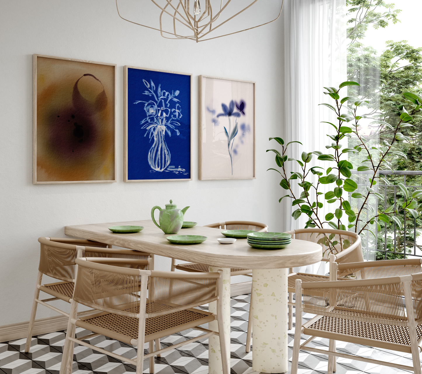 Blumen Poster · Botanische moderne Wandbilder · Dekoprint ohne Rahmen