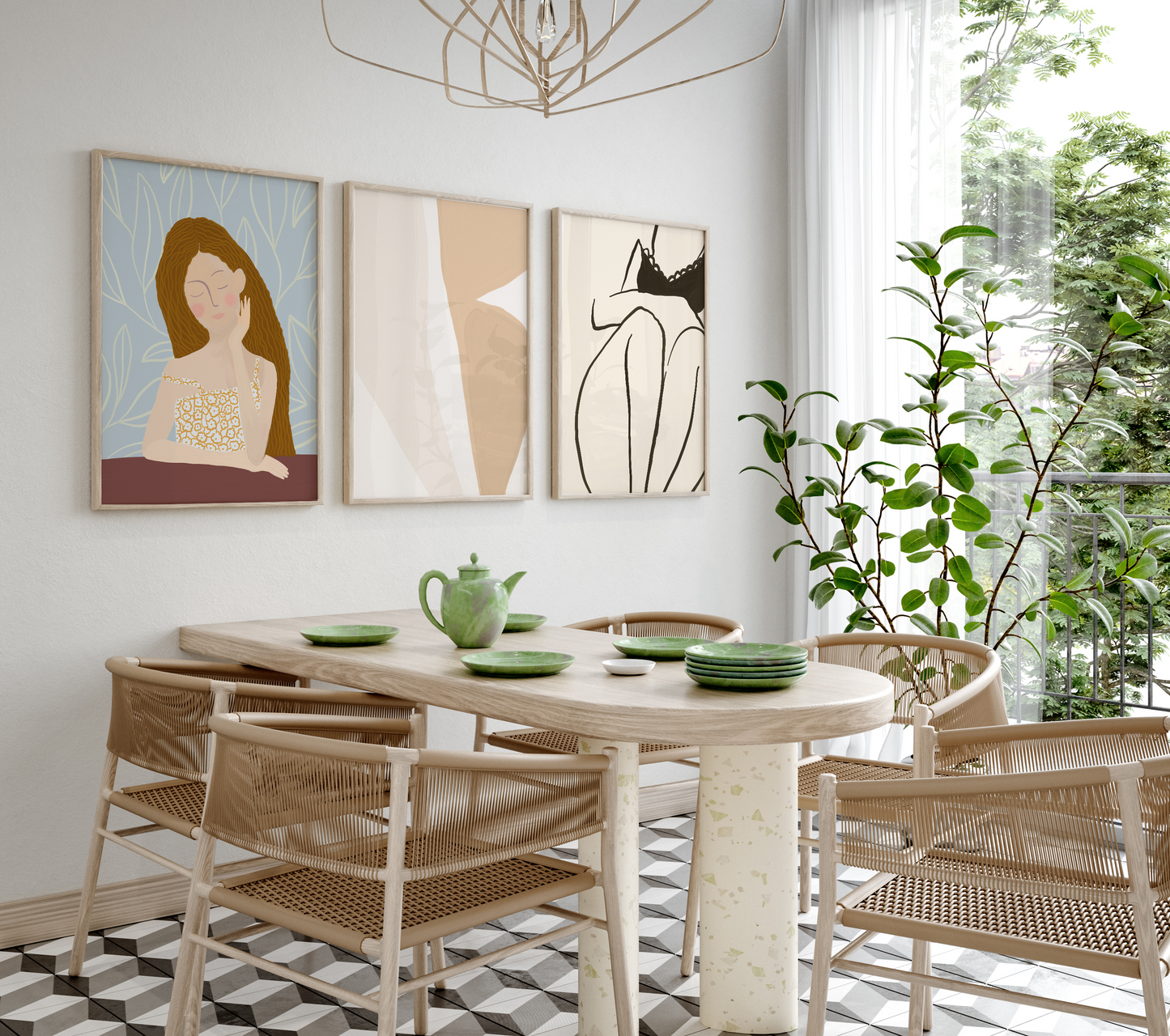 Abstrakte Frauen Poster · Geschenkidee · Abstrakt Frauengesichter Weibliche Silhouetten Line · Dekoprint ohne Rahmen