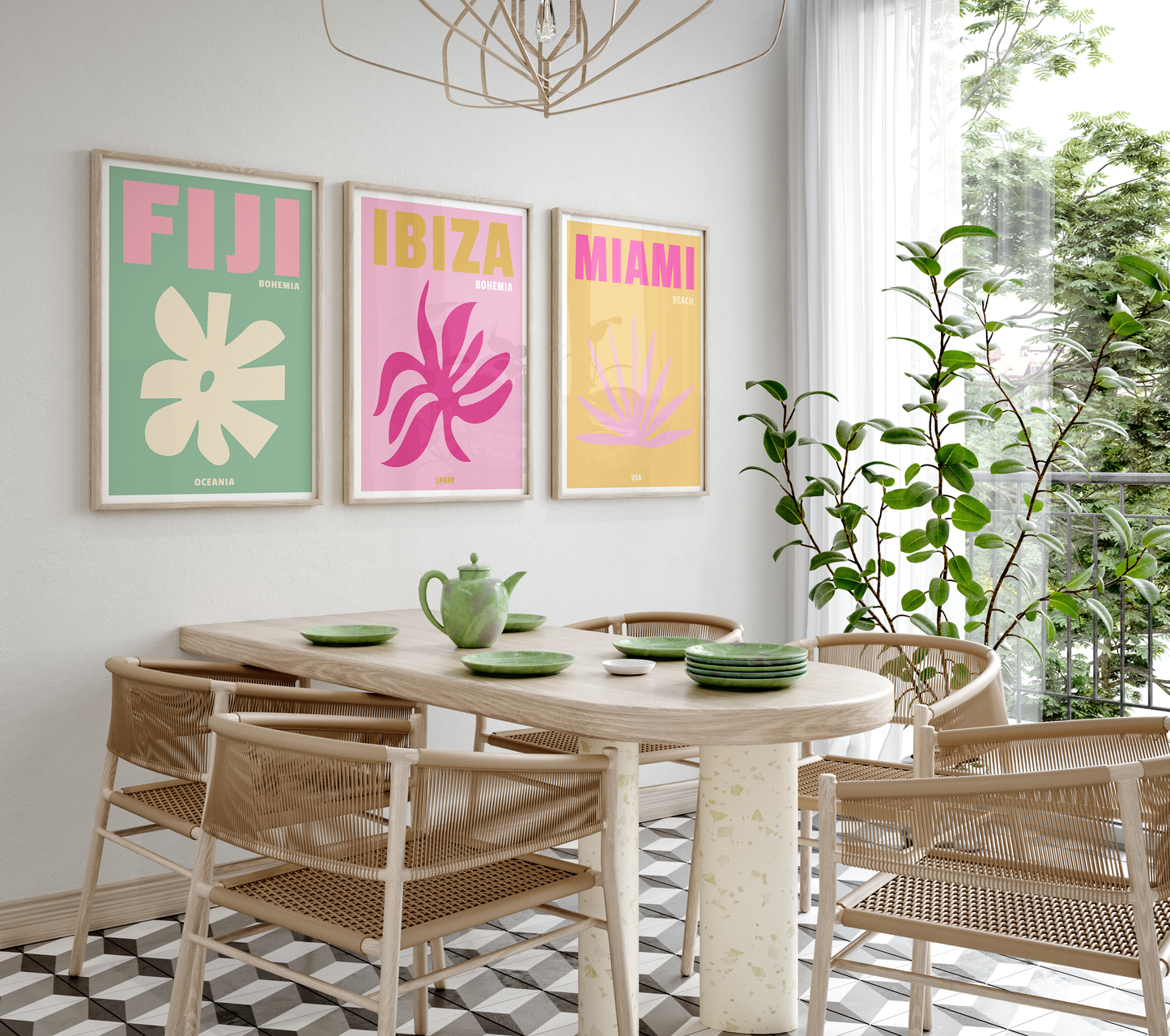 Reiseposter · Geschenkidee · Bali Bondi Beach Fiji Ibiza Miami Tulum · Minimalistische Wandkunst · Dekoprint ohne Rahmen