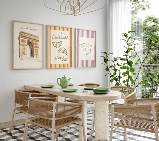 Paris Poster · Geschenkidee · Französische Typografie Wahrzeichen Café Illustration · Dekoprint ohne Rahmen