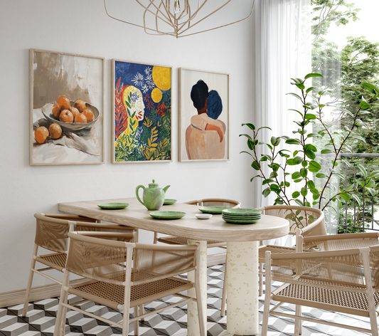 Moderne Kunst Poster · Geschenkidee · Abstrakte Formen, Stillleben Früchte, Boho Figuren & Natur Motive · Dekoprint ohne Rahmen