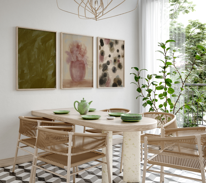 Geschenkidee · Blumen in Vase und Abstrakte Kunst Poster Ästhetische Prints · Dekoprint ohne Rahmen | JUSTGOODMOOD