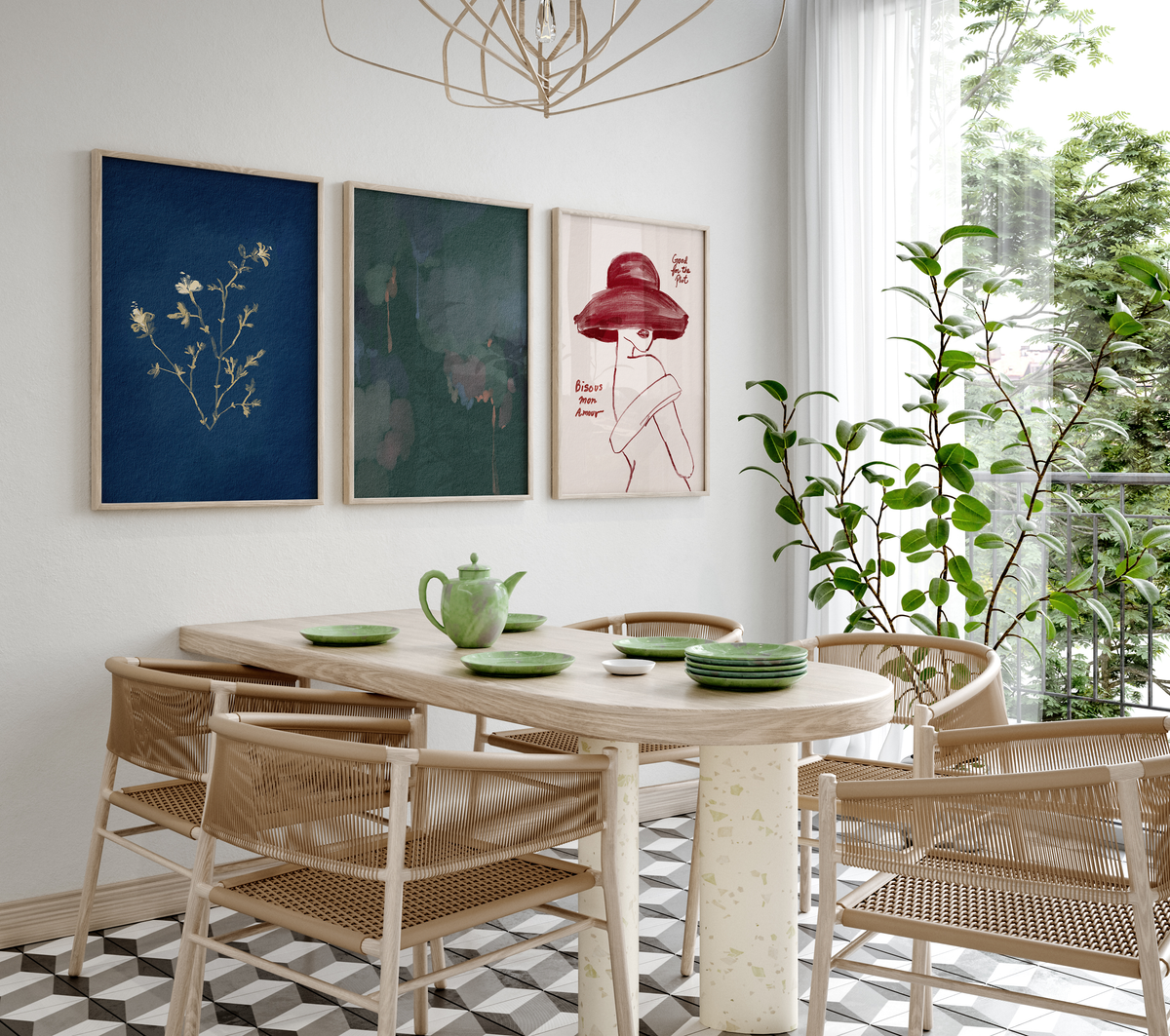 Poster Wandbilder Wohnzimmer · Abstrakte Kunst Fashion · Moderne Bilder ohne Rahmen