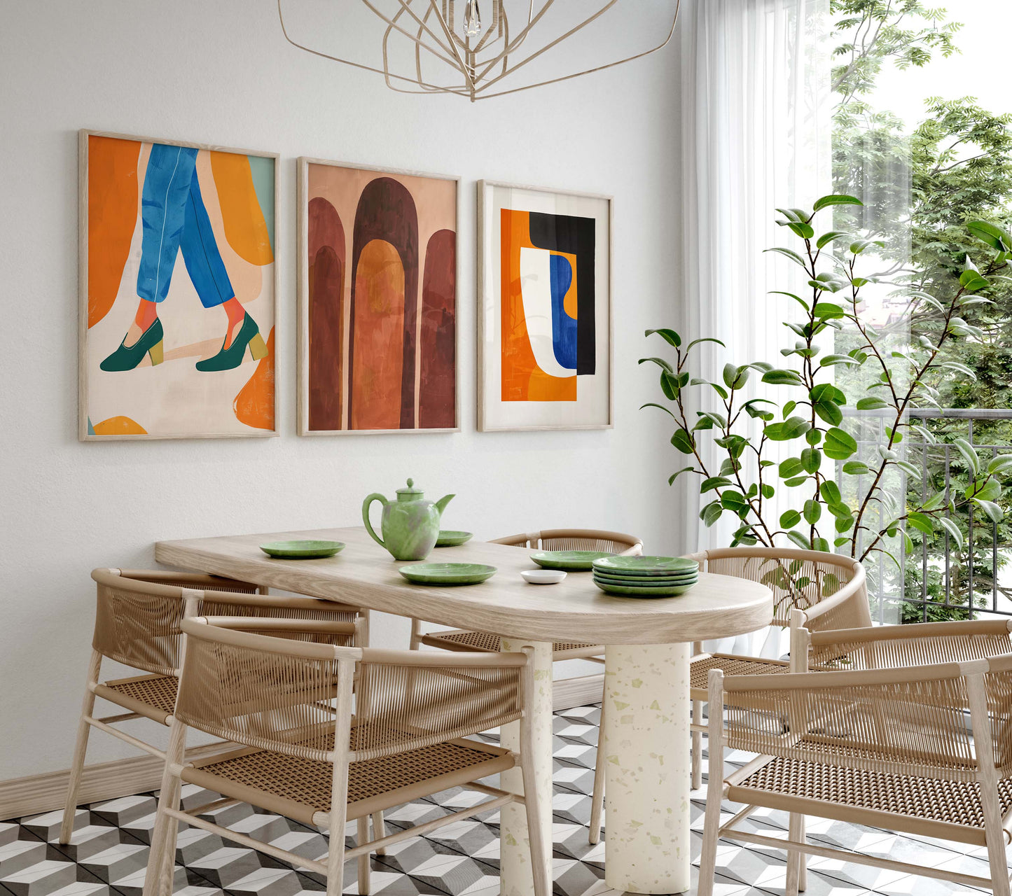 Abstrakte Blumen Poster · Geschenkidee · Moderne Vase, Stillleben und Geometrische Kunst · Dekoprint ohne Rahmen