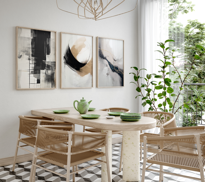 Geometrische Poster in Schwarz und Beige