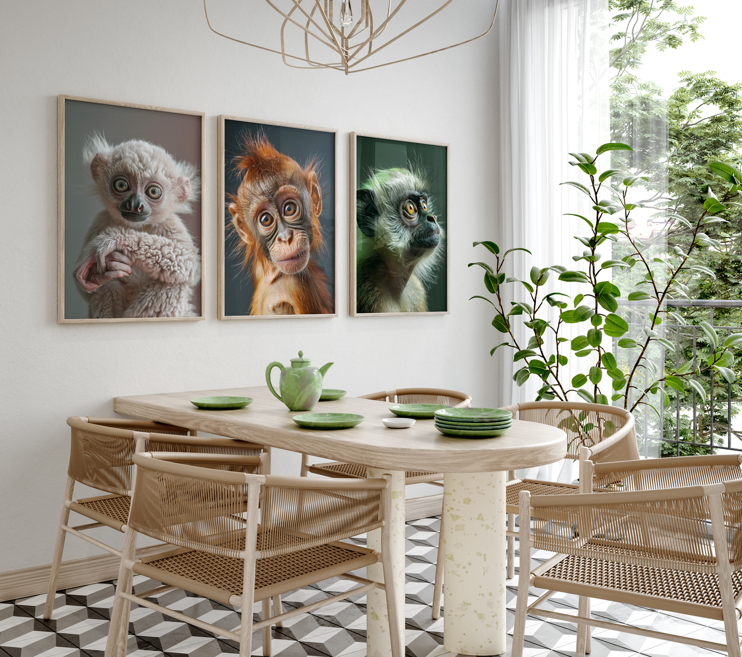 Süße Affen Poster · Geschenkidee · Affenbabys mit großen Augen · Dekoprint ohne Rahmen