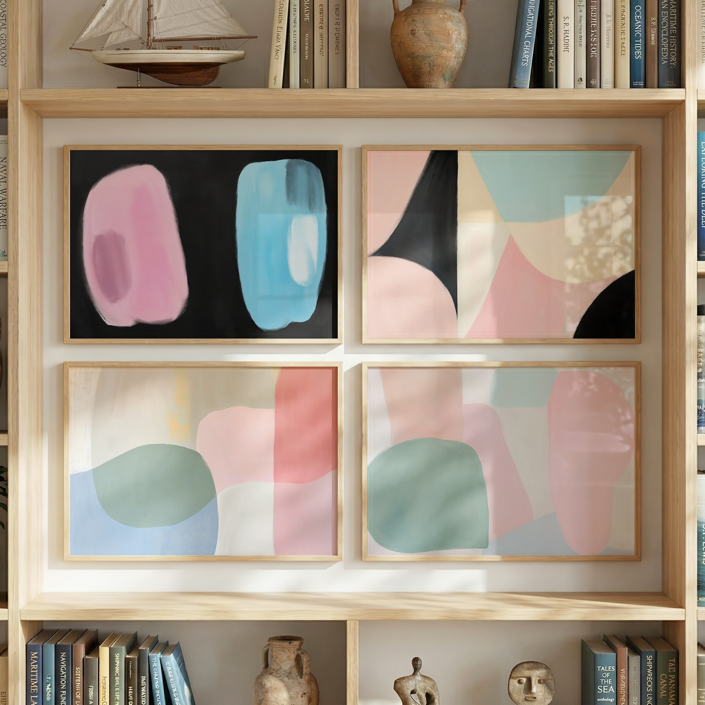 Abstrakte Poster · Wohnidee · Pastellfarben, Geometrische Formen & Minimalistische Wandkunst · Dekoprint ohne Rahmen