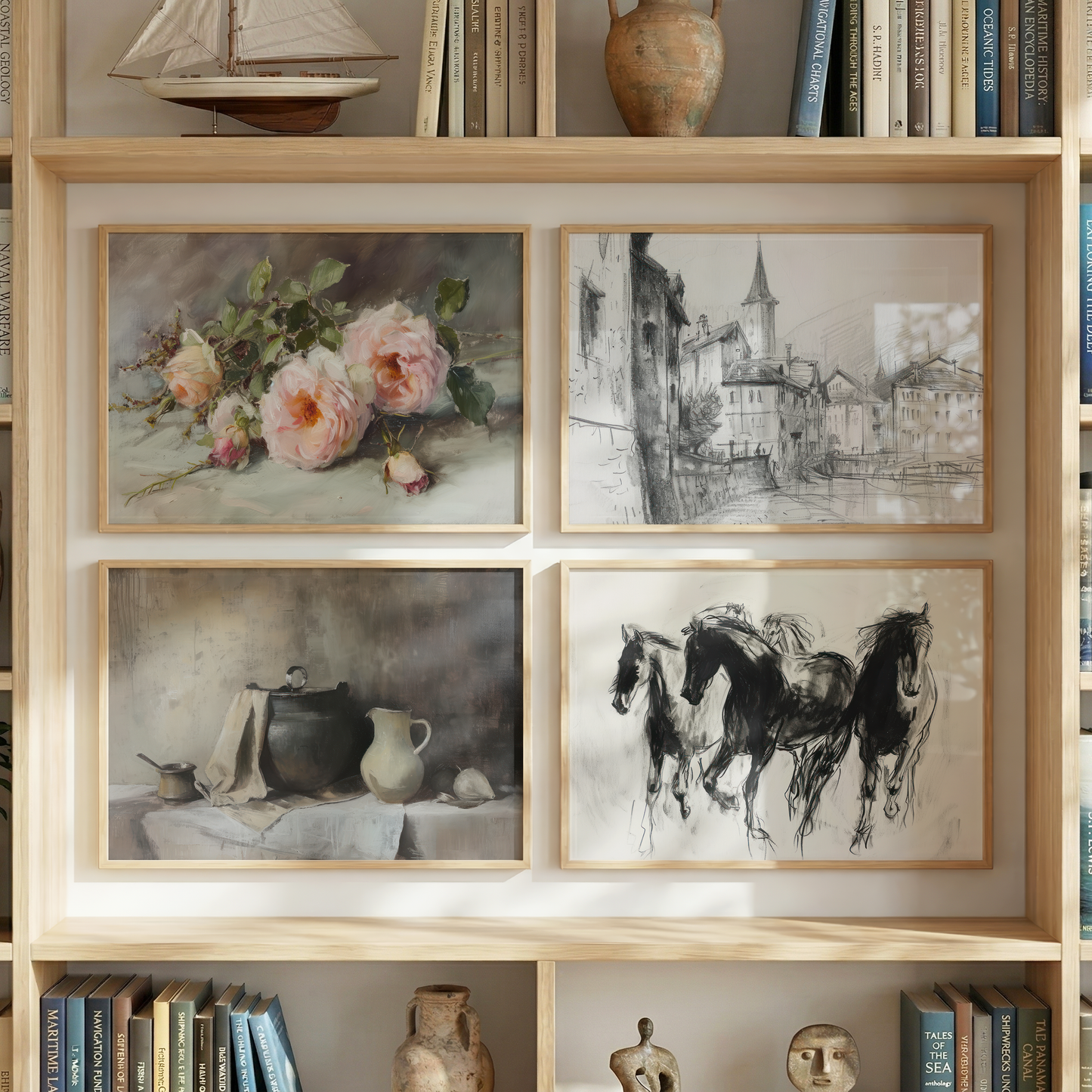 Moderne Vintage Kunst Poster · Geschenkidee · Rosen Stillleben Stadtansicht Porträt · Dekoprint ohne Rahmen