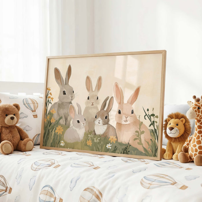 Bauernhof Tiere Poster – Hase, Schaf und Gans Deko