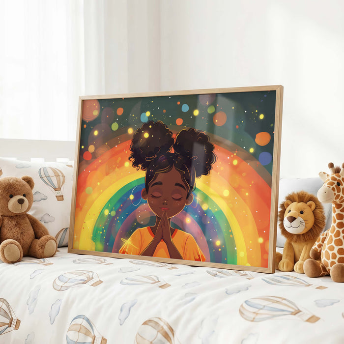 Märchen Mädchen Poster mit Katzen und Sternennacht