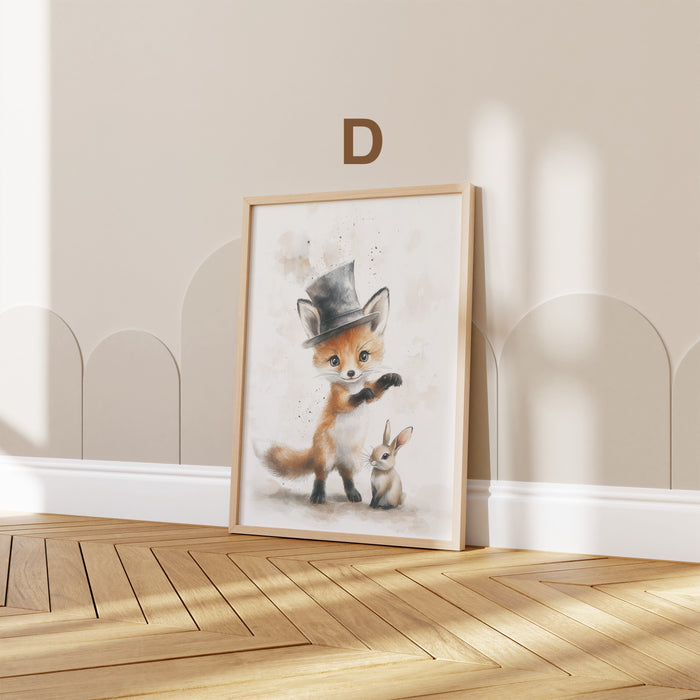 Waldtiere Aquarell Poster für Kinderzimmer
