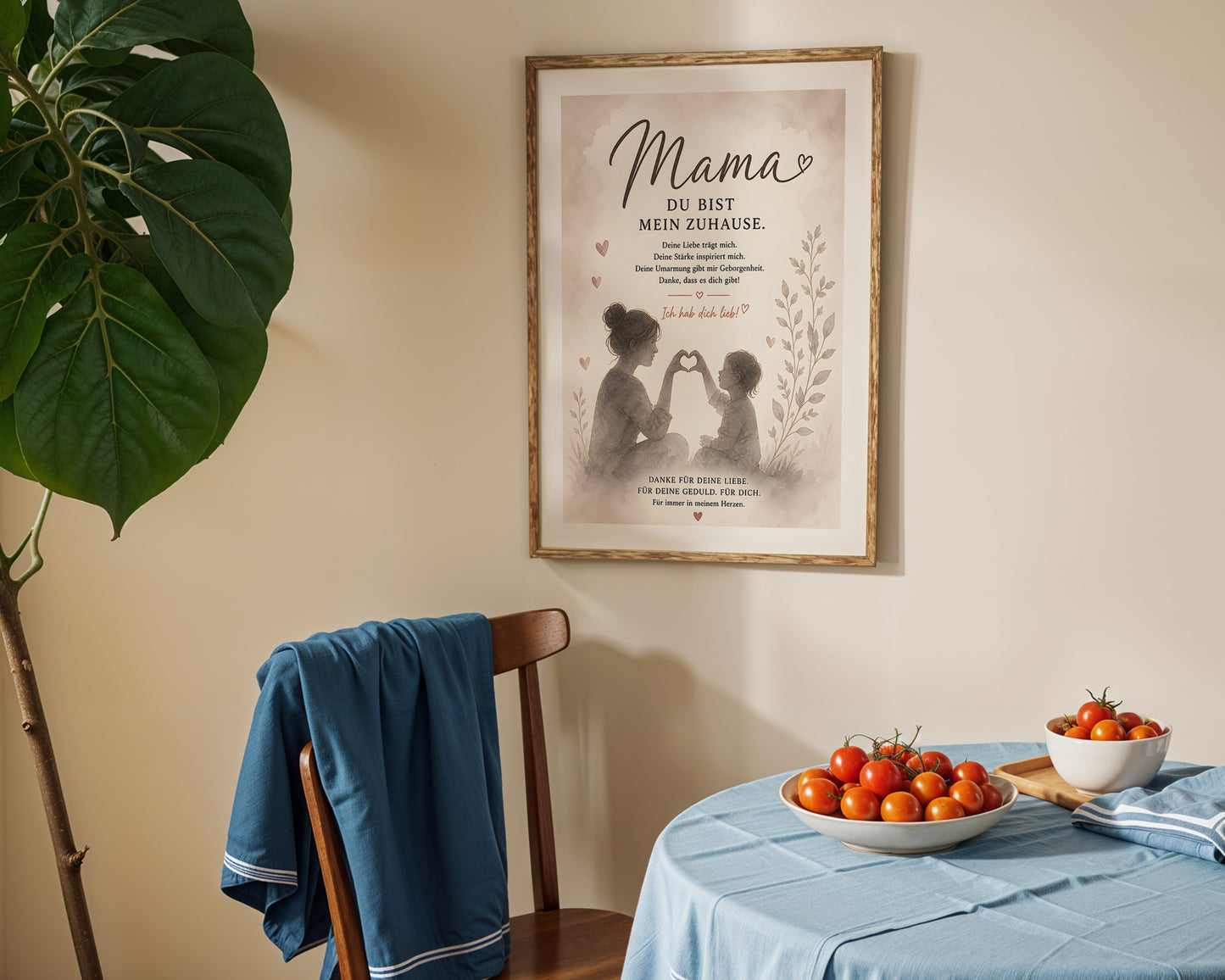 Muttertag Poster Mama & Kind · Geschenk für Mama · Liebe Spruch Poster · Familie Wanddeko · Print ohne Rahmen