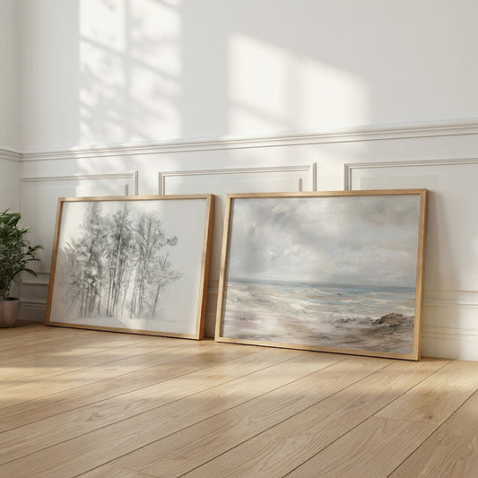 Moderne Landschaft & Figuren Poster · Geschenkidee · Natur Küste Skizzen Zeitlose Wandkunst · Dekoprint ohne Rahmen