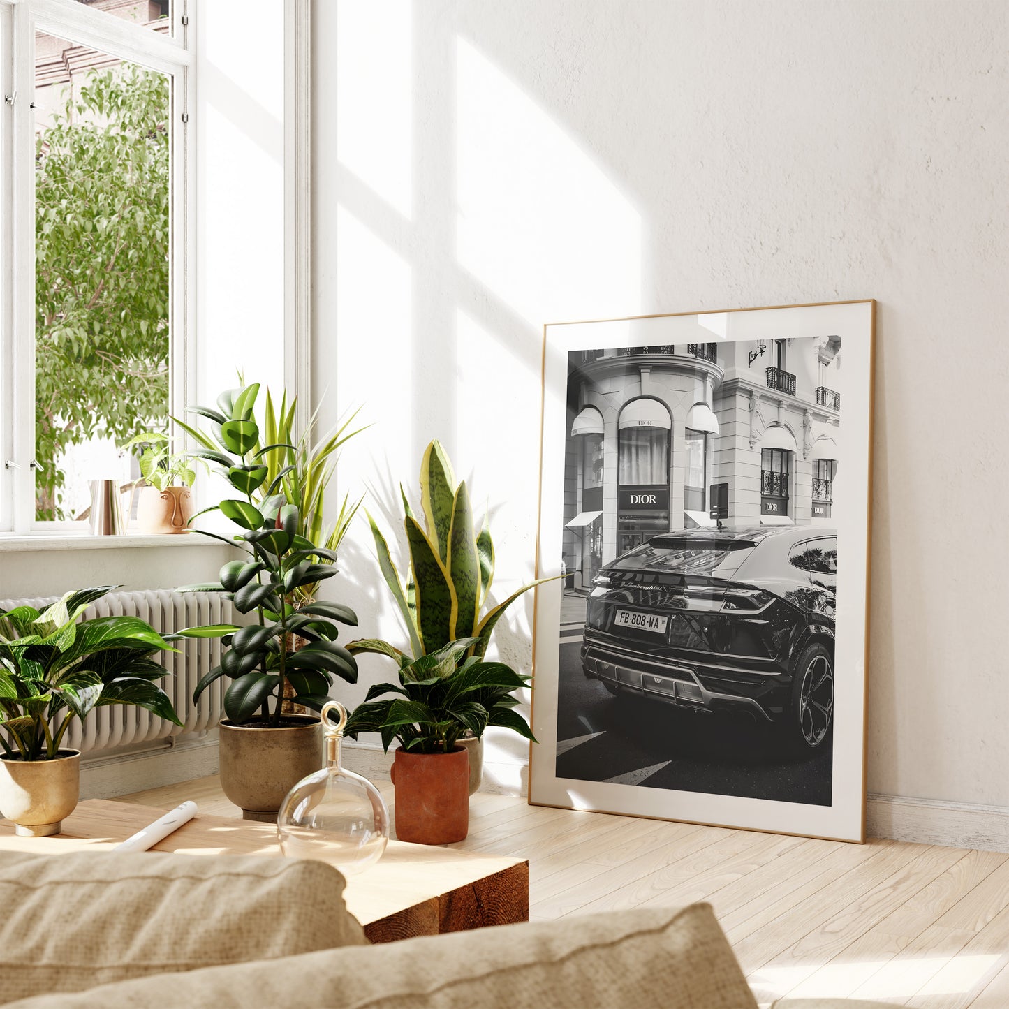 Lamborghini Dior Poster · Luxus trifft Dior · Vorfahrt für Stil · Monochrome Eleganz · ohne Rahmen