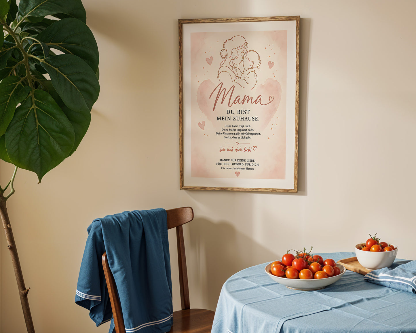 Muttertag Poster Mama & Kind Herz · Geschenk für Mama · Liebe Spruch Poster · Familie Wanddeko · Print ohne Rahmen