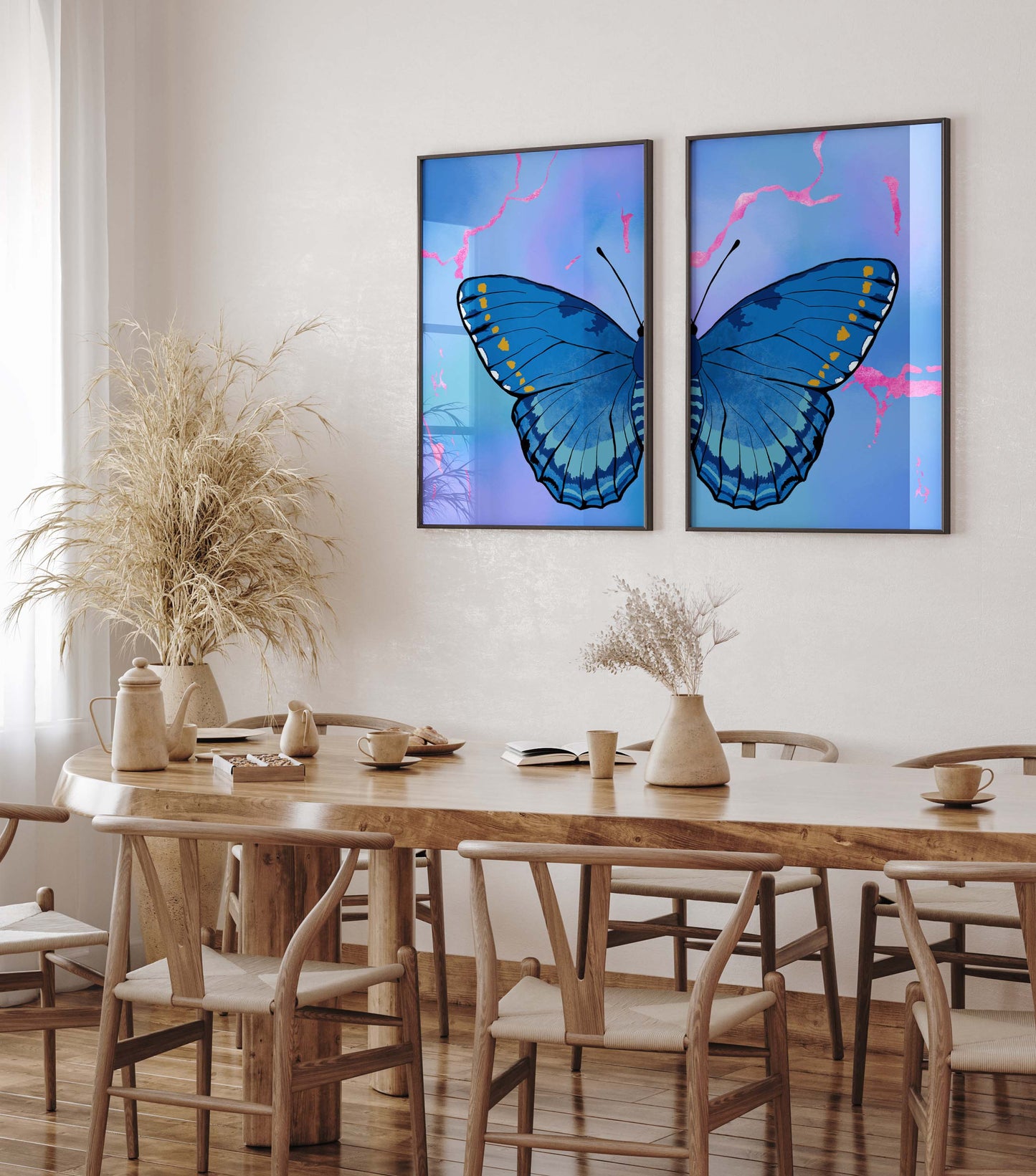 Blue Butterfly Wings Poster · Geschenkidee · Minimalistisches Butterfly Style Design · Urban Kunst · Moderne Wanddeko · Print ohne Rahmen