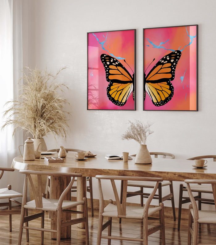 JUSTGOODMOOD Orange Butterfly Poster – Edle Wanddeko