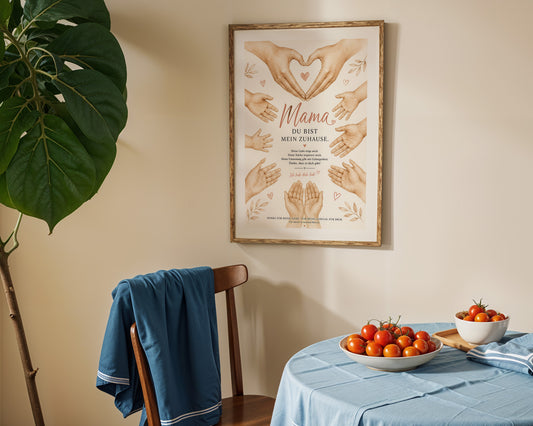 Muttertag Poster · Geschenk für Mama · Familie Hände Illustration · Liebe & Dankbarkeit · Print ohne Rahmen