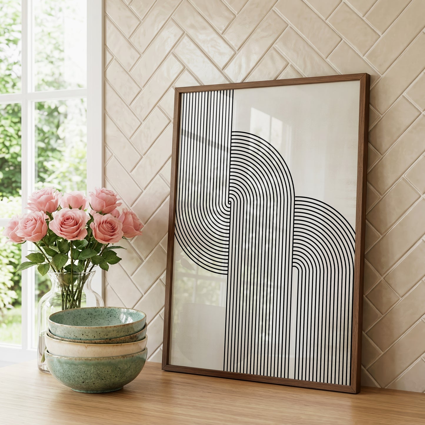 Abstrakte Linienkunst Poster · Geschenkidee · Minimalistische Bögen und geometrische Line Art · Dekoprint ohne Rahmen