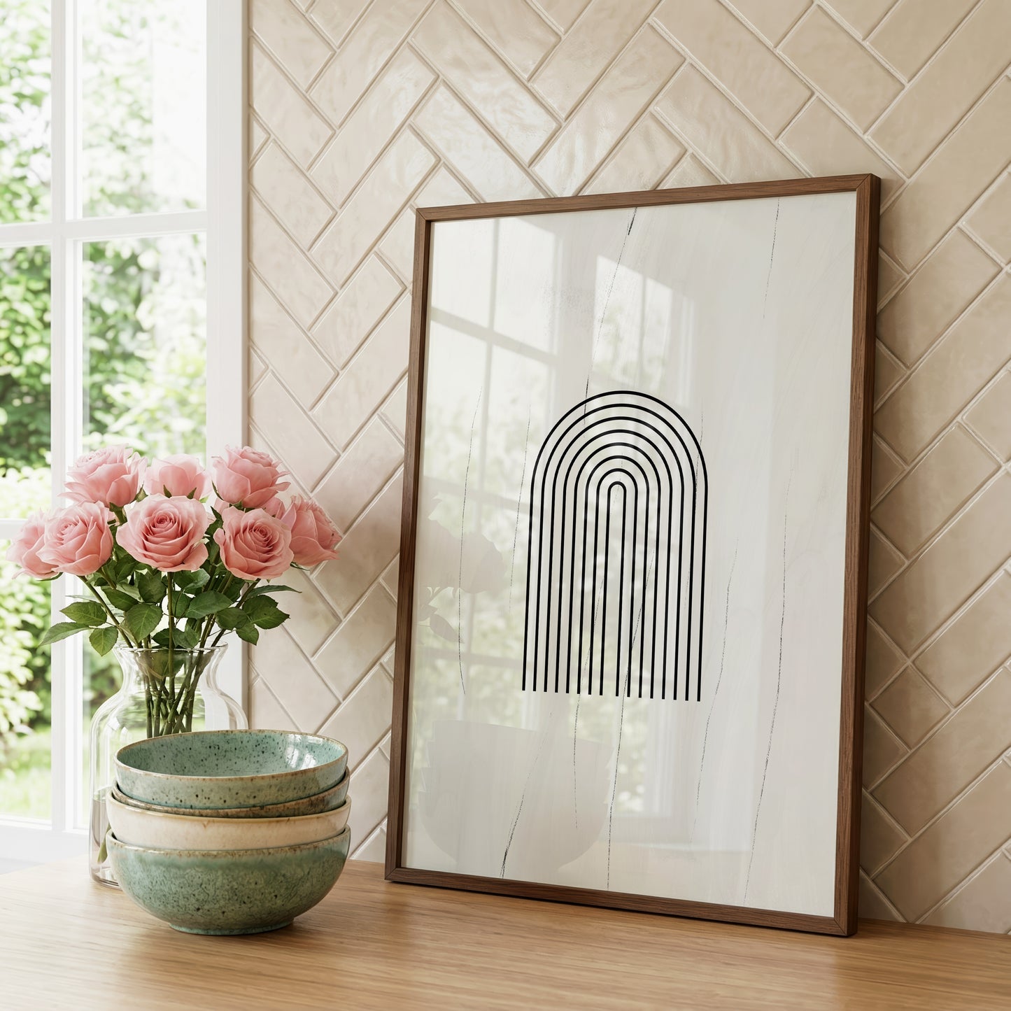 Abstrakte Bögen Poster · Geschenkidee · Minimalistische geometrische Linienkunst in Schwarz und Grau · Dekoprint ohne Rahmen