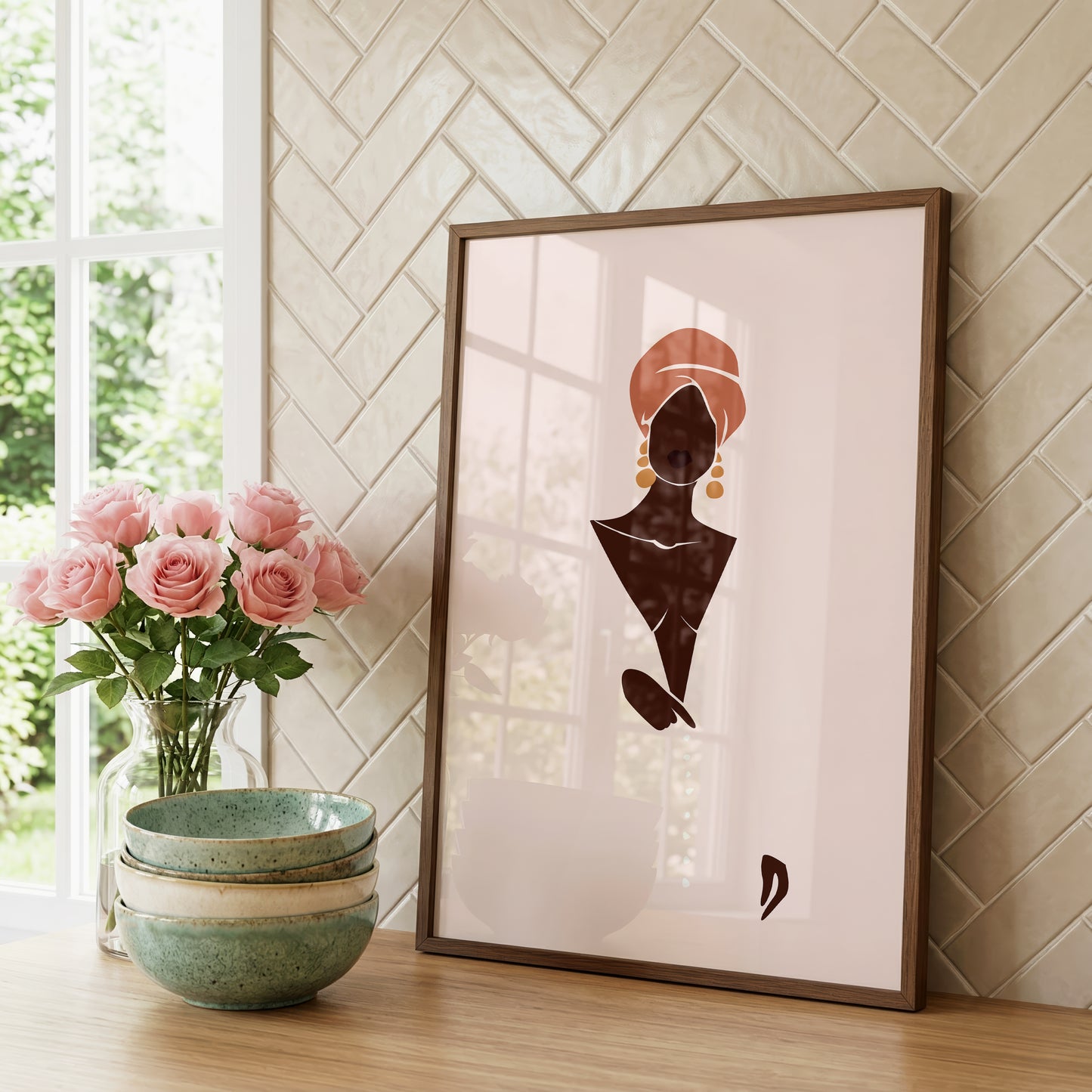 Abstrakte Frauen Poster · Geschenkidee · Boho Frauen Terrakotta Wüstenmotive · Dekoprint ohne Rahmen