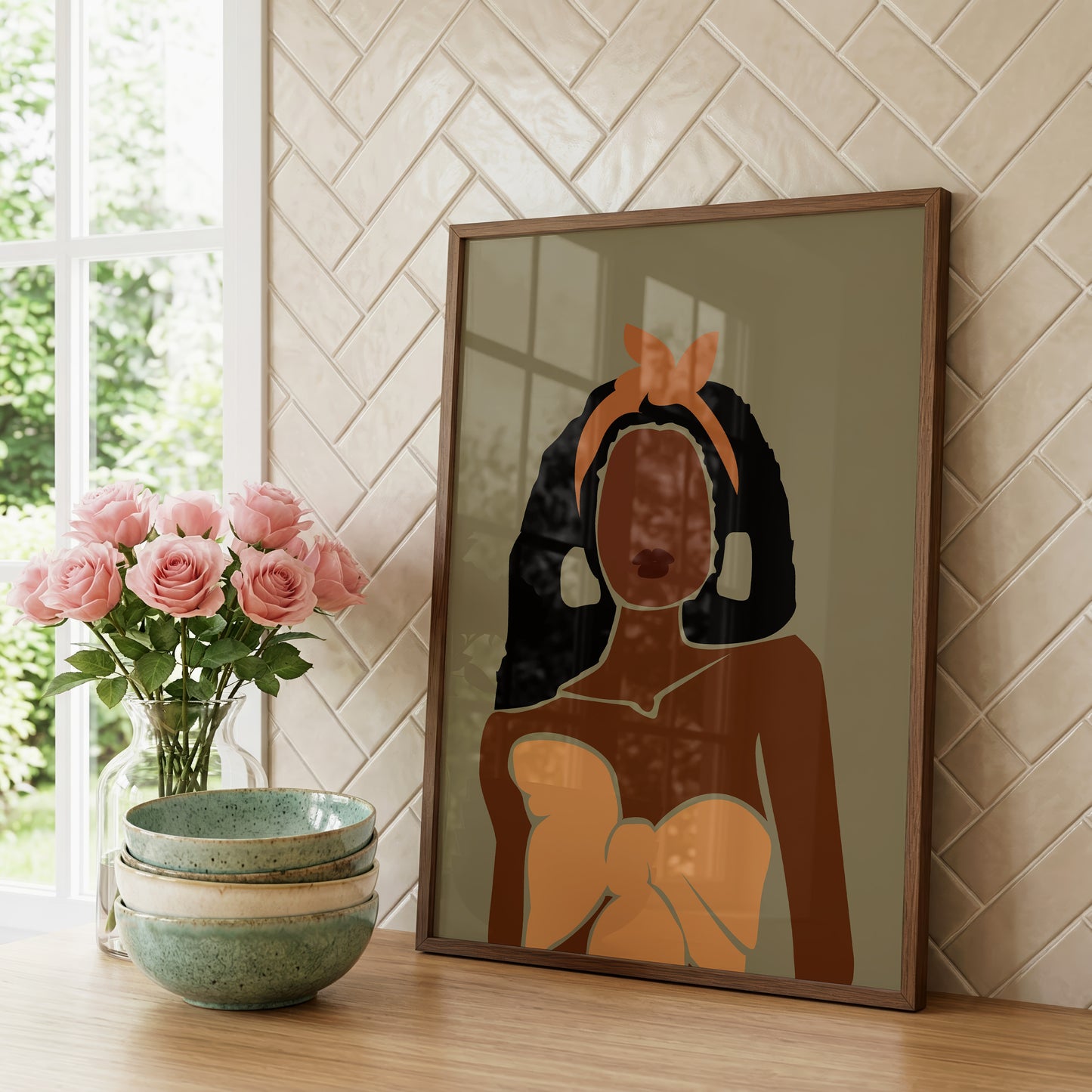 Boho Frauen Poster · Geschenkidee · Terrakotta, Minimalistische Figuren und Abstrakte Formen · Dekoprint ohne Rahmen