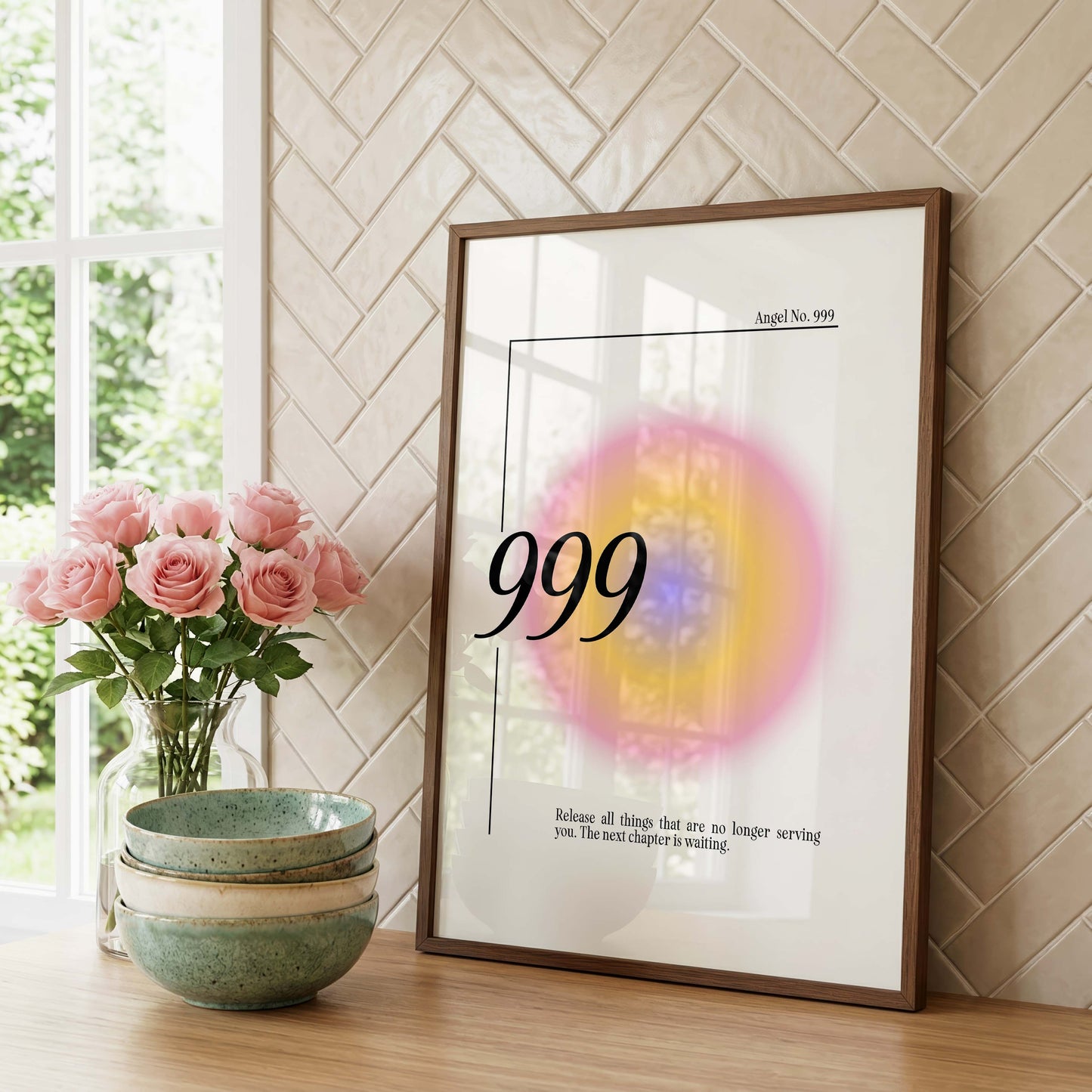 Engelszahlen Poster · Geschenkidee · Spirituelle Zahlenkunst mit Aura Farben · Meditation Deko · Dekoprint ohne Rahmen