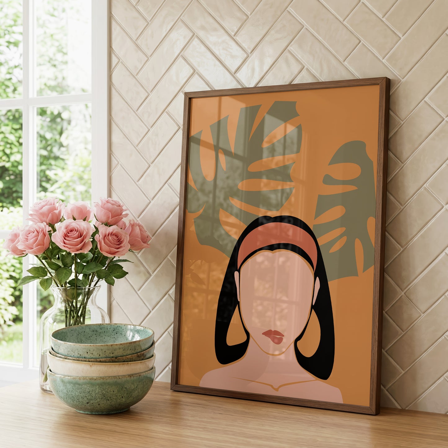 Boho Frauen Poster · Geschenkidee · Terrakotta, Wüstenkunst und Abstrakte Figuren · Dekoprint ohne Rahmen