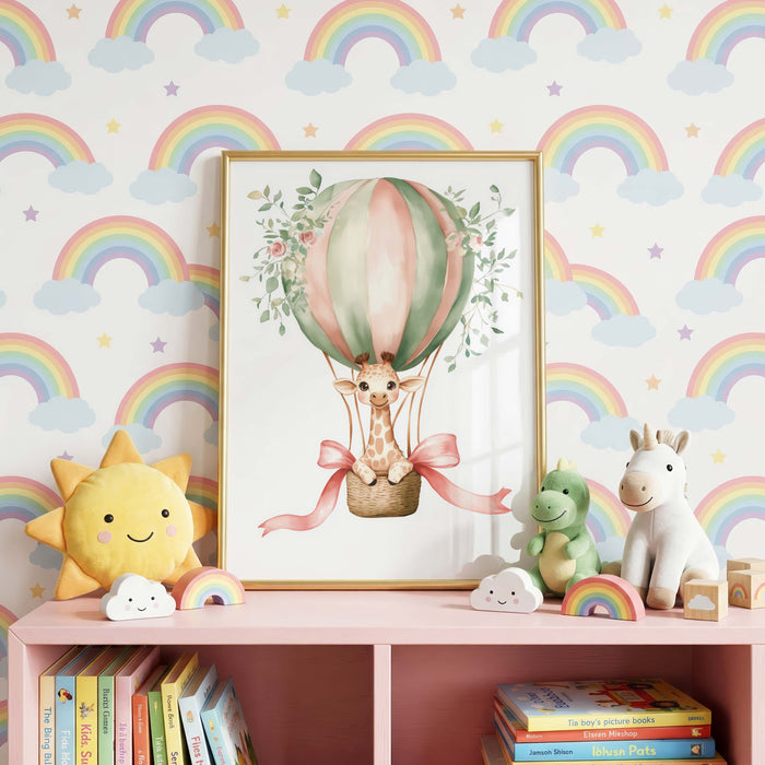 Abenteuer Kinder Poster mit Rakete und Heißluftballon