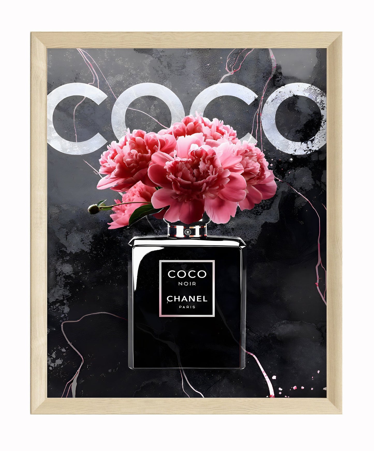 Coco Chanel Poster · Zeitlose Eleganz: Die Blüte des Chanel Noir · Farbenfrohe Verführung · Wand Dekoration · ohne Rahmen