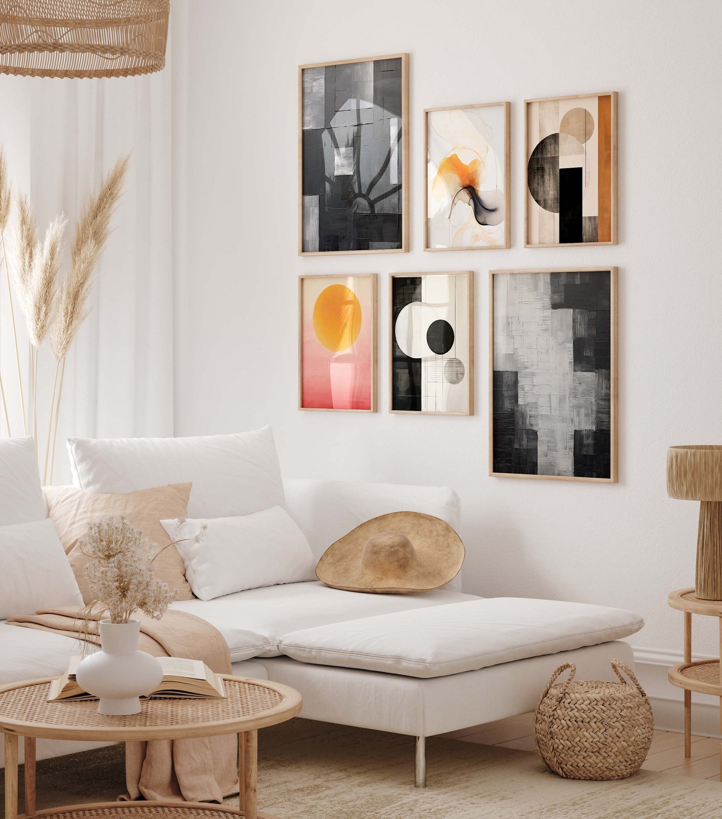 Moderne Abstrakte Kunst Poster · Geschenkidee · Geometrische Schwarz Beige Wandbilder für Wohnzimmer Büro Schlafzimmer · Print ohne Rahmen