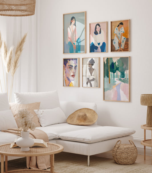 Moderne Porträtkunst poster · Geschenkidee · Frauenporträts, Männerporträt und Landschaft · Dekoprint ohne Rahmen
