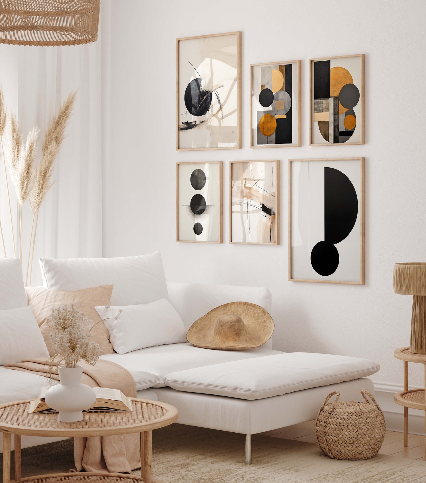 Moderne Abstrakte Kunst Poster · Geschenkidee · Geometrische Schwarz Beige Wandbilder für Wohnzimmer Büro Schlafzimmer · Print ohne Rahmen