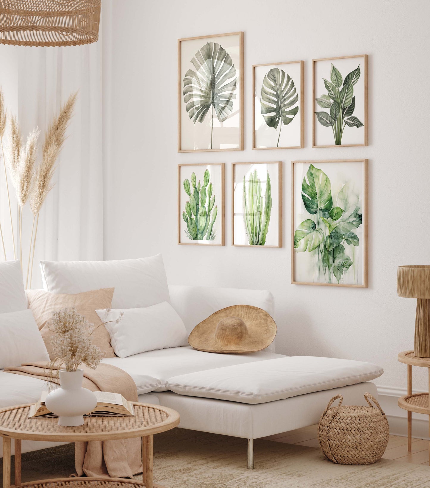 Botanik Poster · Geschenkidee · Monstera Kakteen und Tropische Pflanzen · Dekoprint ohne Rahmen