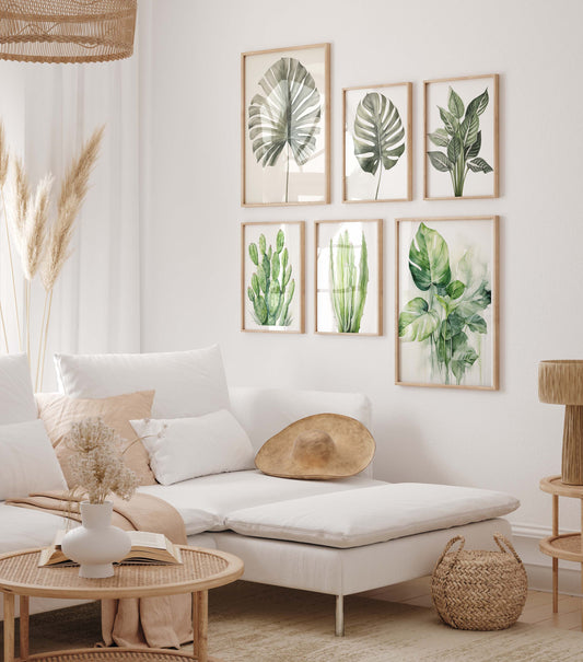 Botanik Poster · Geschenkidee · Monstera Kakteen und Tropische Pflanzen · Dekoprint ohne Rahmen