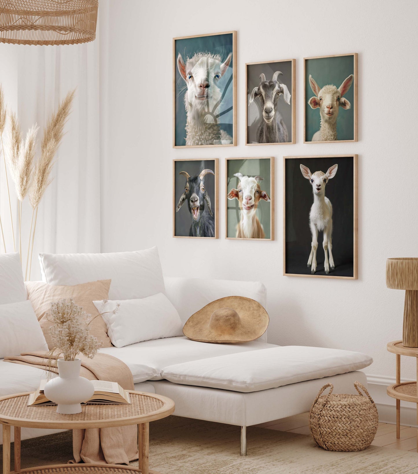 Niedliche Ziegen Poster · Geschenkidee · Ziegen, Zicklein und Lämmer · Dekoprint ohne Rahmen