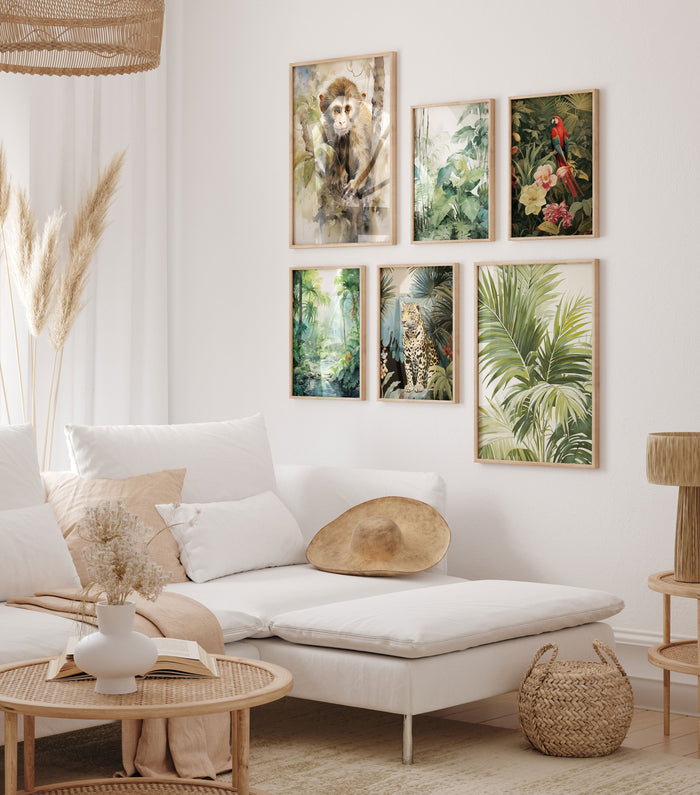 Dschungel Tiere Poster – Premium Baumwoll-Canvas