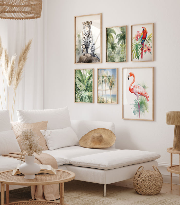 Dschungel Tiere Poster auf Premium Baumwolle
