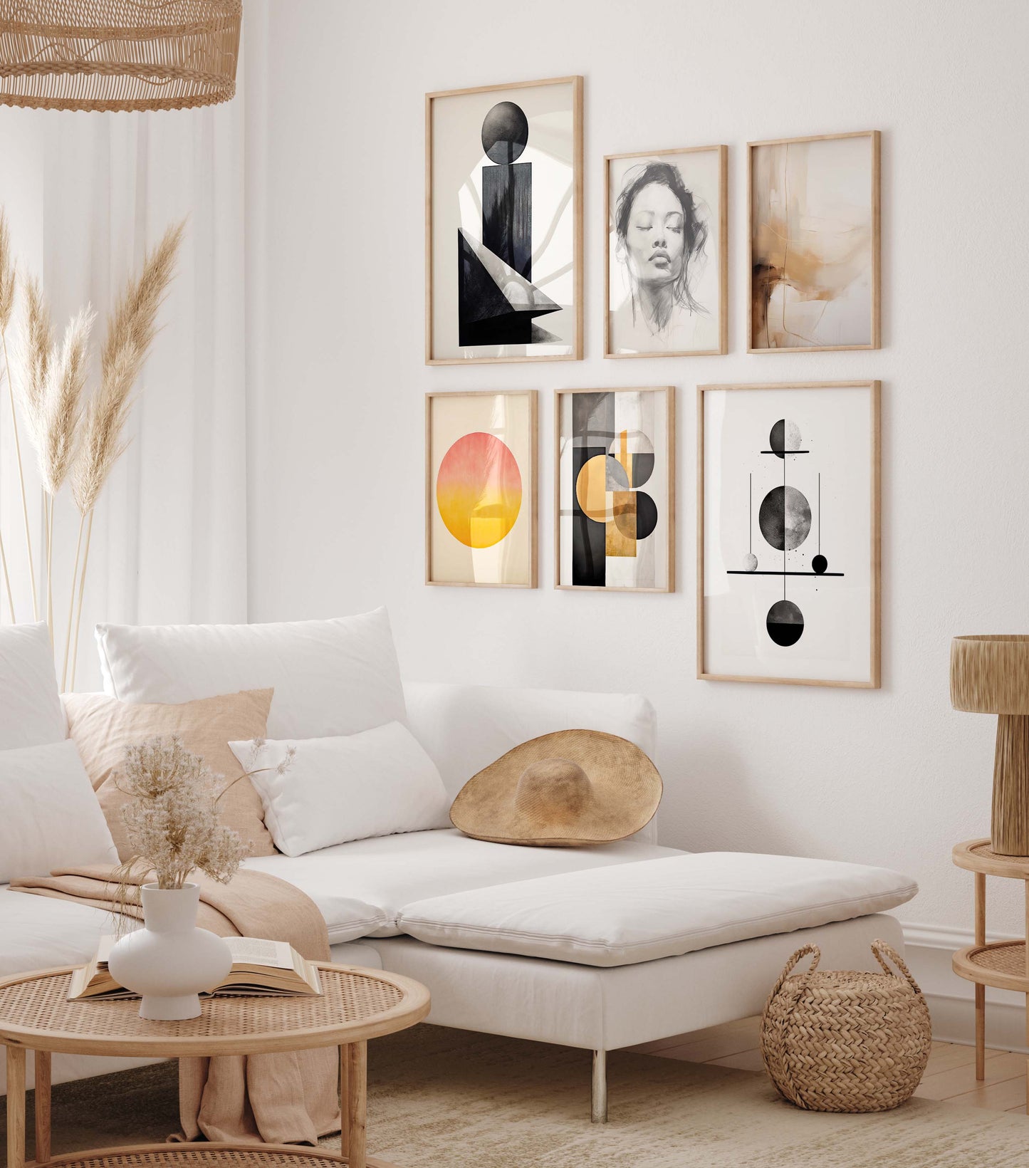 Abstrakte Moderne Poster · Geschenkidee · Schwarz Beige Geometrische Wandkunst · Minimalistische Kunst für Wohnzimmer Schlafzimmer · Print ohne Rahmen
