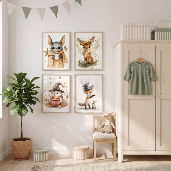 Waldtiere Aquarell Poster für Kinderzimmer